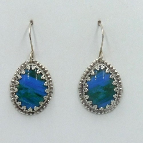 Click to view detail for DKC-2122 Earrings, Teardrop Peruvian Opal & SS $130